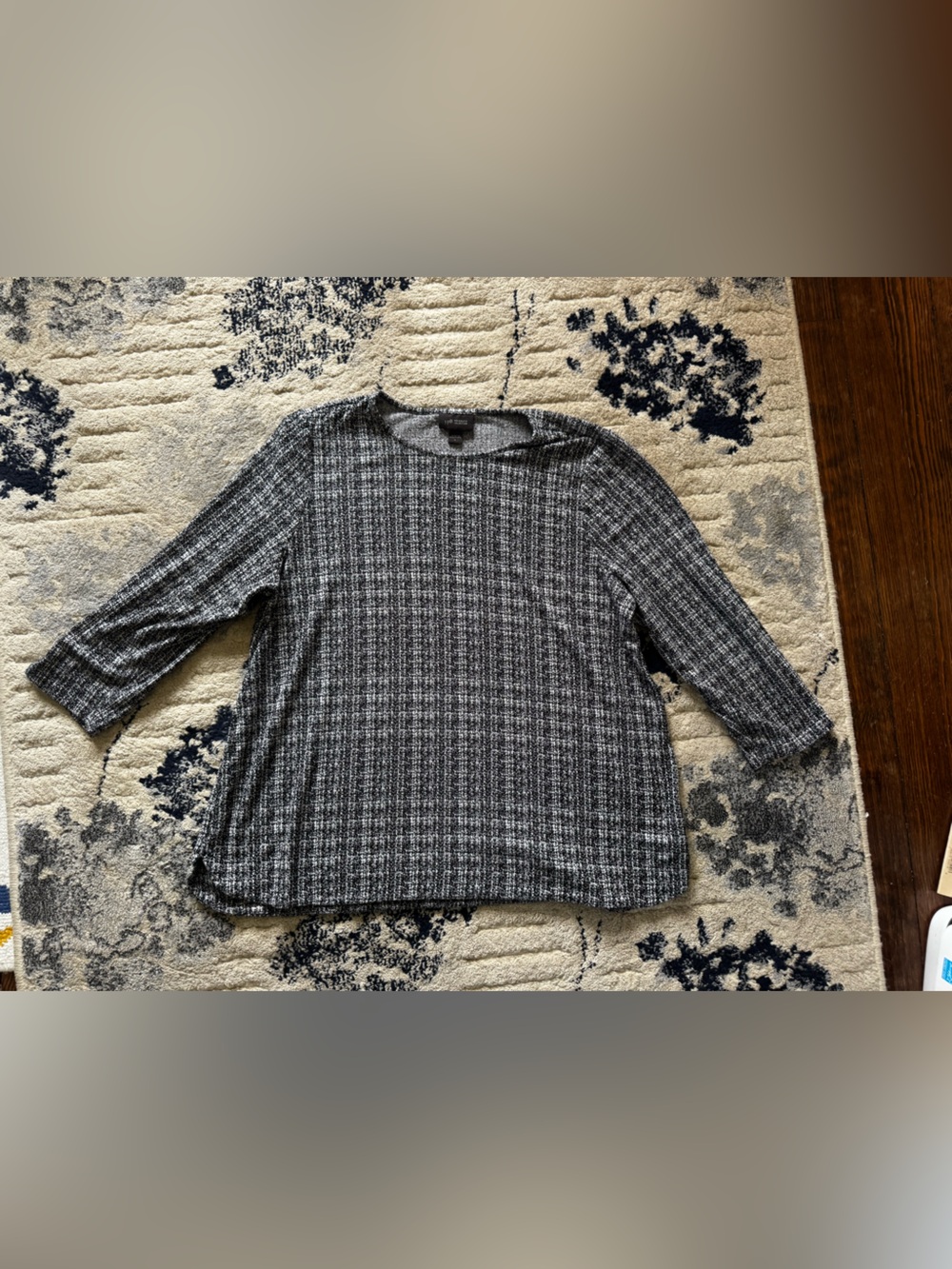 J. Jill Black and White Plaid Knit Top